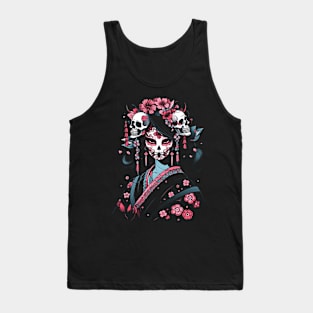 Geisha | Grim Reaper Geisha Skull | Cool Retro Japanese Aesthetic Tank Top